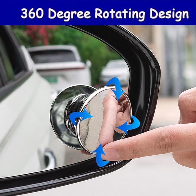 Blind Spot Mirror,2" Round Car Side Mirror Blindspot,Vacuum Suction Cup Blindspot Mirror for Car SUV and Trucks (Silver)