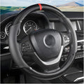 Moly Magnolia Carbon Fiber Steering Wheel Cover, Universal 15 inch Breathable Anti Slip, Black, Leather & Carbon Fiber, Truck & SUV, Automotive Steering Wheel Covers