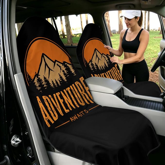 2 Pack Car Towels Seat Cover with Storage Bag, Multifunctional Microfiber Towel for Gym Outdoor Sport Running,Picnic, Beach, Pet Dog Travel,Fits Car SUV Truck (Adventure)
