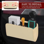 Car Trash Can, Leather Waterproof Automotive Garbage Can with Trash Bag, Hanging Mini Vehicle Trash Bin, Small Auto Door Organizer Storage Pouch, Universal Car Accessories (Beige)
