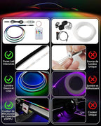 Acrylic LED Lights for Car, 43.3in RGB Strip Light Car LED Lights Interior with USB Port, App Control, Music Sync, 146 LEDs Interior Ca r Lights for Women Men Gifts