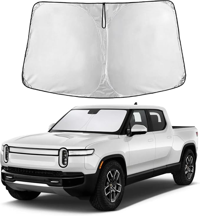 Windshield Sunshade Compatible for Rivian R1T 2022-2024 2025 2026, Sun Visor for Front Windshield & Window Sun Shade Cover, UV Heat Blocker & Protector, Car Accessories