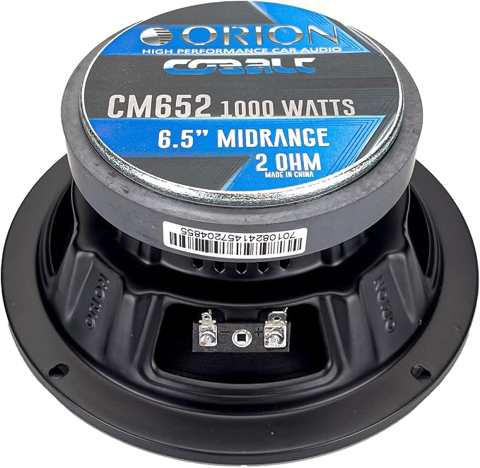 ORION Cobalt CM652 High Efficiency 6.5" Mid-Range Bullet Loudspeakers, 1000W Max Power, 250W RMS, 2 Ohm, 1.5" Voice Coil - Pro Car Audio Stereo, Midrange Speakers (Pair)