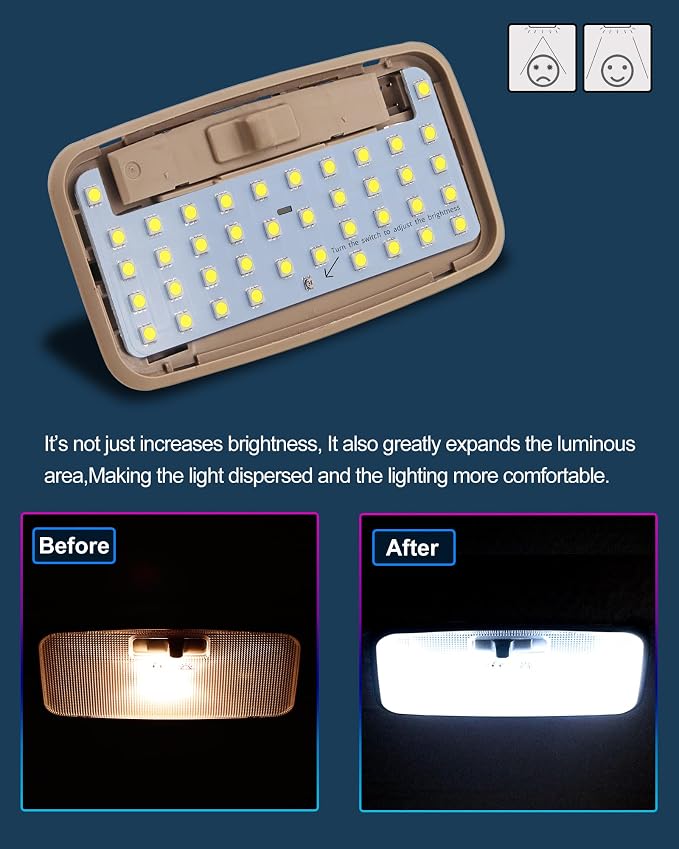 Rear Dome LED Light Board,6000K White Light,Cab Interior Lamp Upgrade Accessories,Fit For Toyota 3rd Gen Tacoma (2016-2023),FJ Cruiser (all series),4Runner (2007-2024),RAV4 (2005-2021)