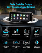 Portable Apple Carplay Screen for Car, Touch Screen with Wireless Android Auto, Car Audio Receivers with Voice Control, Mirror Link, Music Play, GPS Navigation, Built-in Customized Speakers (Black)