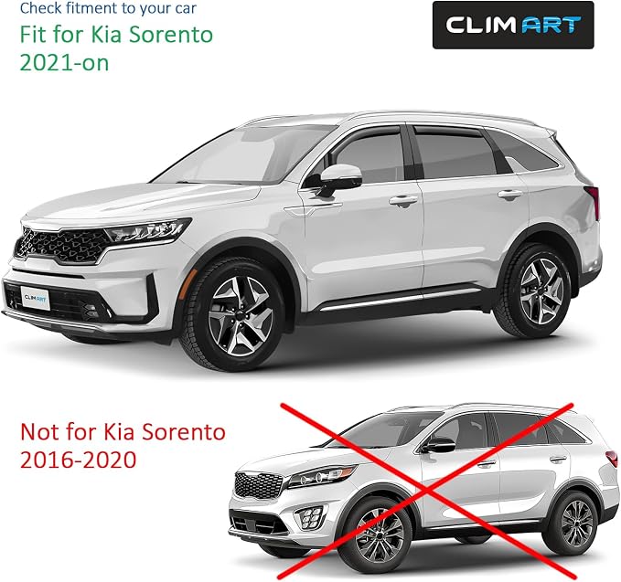 in-Channel Incredibly Durable Rain Guards for Kia Sorento 2021-2026, Original Window Deflectors, Vent Window Visors, Vent Deflector, 4 pcs. - 621428