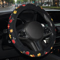 Cute Car Steering Wheel Cover with Embroidery Pattern for Women Girls, Short Flannel, Universal 15 inch (A#)