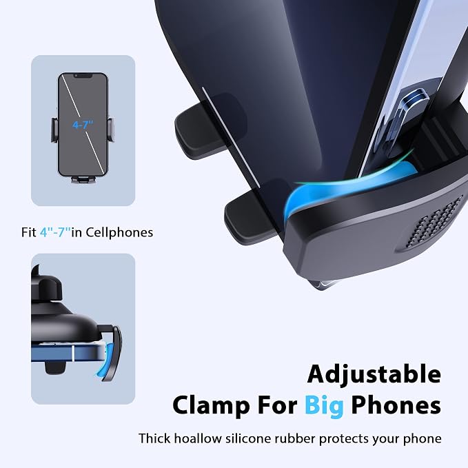 Phone Holder - 14-Inch Long Arm Windshield Car Cell Phone Holder Anti-Shake Stabilizer Automobile Mount for iPhone Android Smartphones