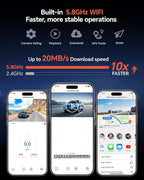 Front Rear - 4K STARVIS Sensor Dashcam,Free 64GB Card, Built-in 5G WiFi/GPS, Dual Dash Camera for Cars with 3" IPS Screen,HDR/WDR Night Vision, App Control, 24H Parking Mode