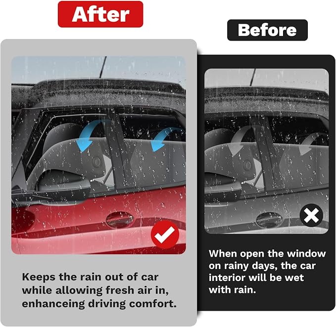 Rain Guards - Window Visors for Chevrolet Trailblazer 2021-2025 2026, Outside-Mount Tape-On Side Window Wind Deflectors for Trailblazer Accessories, Vent Visors Shades Rainproof