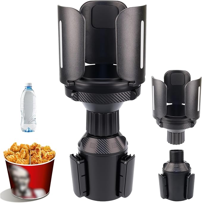Car Cup Holder Expander Adapter, 3"-5.5" Adjustable Bottle Mount | Adjustable Fit, Detachable Design, Silicone Base, For Large Bottles, Tumblers, And Food Buckets