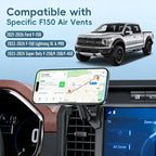 Wireless Charger Magnetic Vent Phone Mount Compatible with 2021-2026 Ford F-150, 2023-2026 Super Duty F250/F350/F450, Metal Phone Holder Cradles Bracket Stand with Arm for All Smartphone