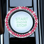 2 PCS Crystal Rhinestone Car Engine Start Stop Decoration Ring, Bling Car Interior Accessories for Women, Push to Start Button Cover Sticker, Automotive Decals, Red