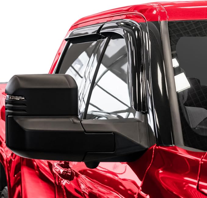 Voron Glass Tape-on Extra Durable Rain Guards for Toyota Tundra 2022-2026 CrewMax, Window Deflectors, Vent Window Visors, 4 Pieces - 100940