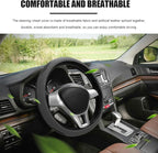 Car Steering Wheel Cover, Leather Breathable Ice Silk Auto Wheel Wrap with Anti-Slip Lining, Scratch-Resistant Elastic Protector Fit for 14.5-15 Inch Steering Wheels (Gray)