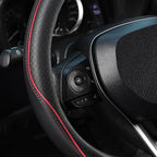 Steering Wheel Cover 14.5-15 inch (37-39 cm) Medium Size, Microfiber Leather, Non-Slip Comfortable Grip, Fits Cars Trucks SUVs, Black and Red