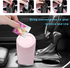 Car Trash Can Bin with Lid, Leakproof Auto Cup Holder Garbage Bin Multipurpose Storage Organizer, Mini Portable Dustbin Side Door Garbage Can for Vehicle Home Office (Pink)