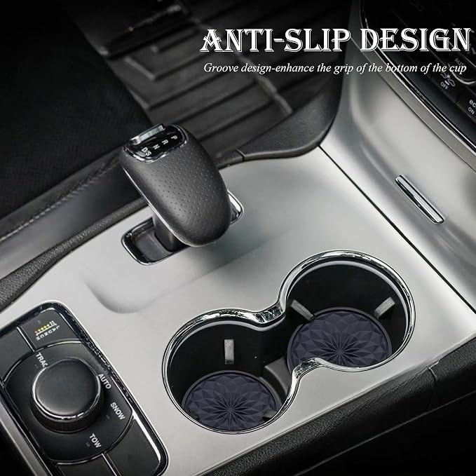 4 Pack Silicone Car Cup Holder Coaster – 2.75 Inch Non-Slip Drink Mat, Universal Fit for Most Vehicles – Cute & Functional Auto Accessories (Black)