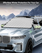 3W Windshield Cover for Ice and Snow, Waterproof Anti-Frost Windshield Snow Cover for Cars SUV/Truck/Van, Graphene-Insulated Car Accessories X-Large(78"x45")