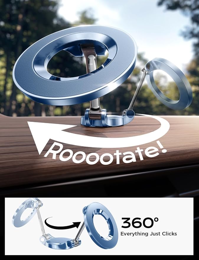 for iPhone MagSafe Car Mount [24 Strong Magnets] 360 Degrees Ultra Magnetic Phone Holder for Car Dashboard, Universal Car Phone Mount Magsafe Accessories for iPhone17 Pro Max Air 16 15 14, Blue