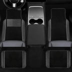10 Pcs Car Floor Mats Full Set Car Accessories, Microfiber Leather Steering Wheel Covers 14.5-15 inch, Center Console Cover, Seat Belt Pads, Cup Coasters, Universal Interior Decor(Grey)