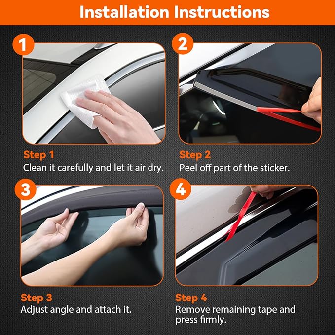 Window Rain Guards Compatible with 2018-2024 Chevy Equinox, 4pcs Smoke Tint Vent Deflectors Window Visors Outside Mount Tape On Style Acrylic Set of 4 Front+Rear