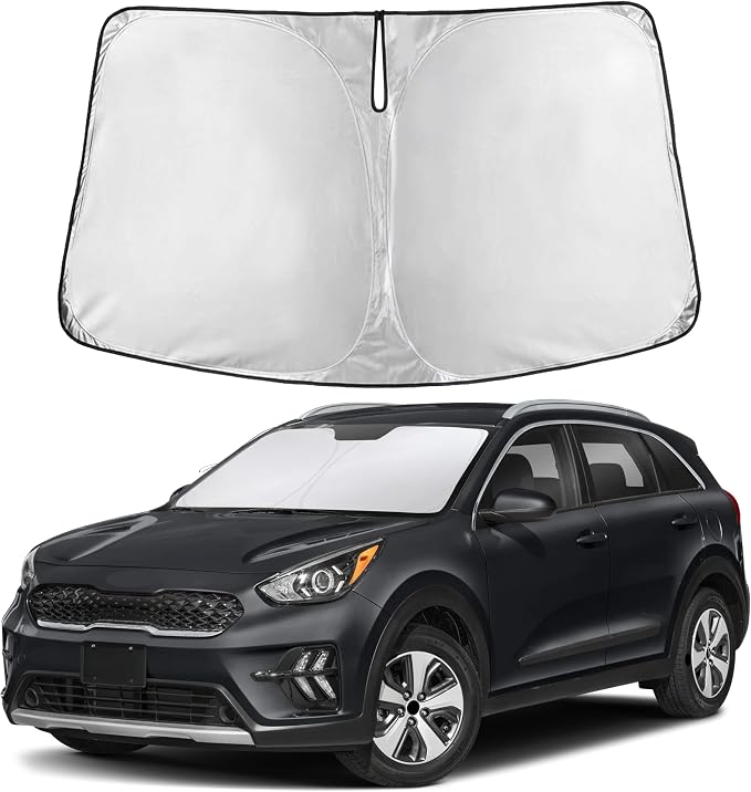 Windshield Sunshade Compatible for Kia NIRO 2017-2020 2021 2022, Sun Visor for Front Windshield & Window Sun Shade Cover, UV Heat Blocker & Protector, Car Accessories