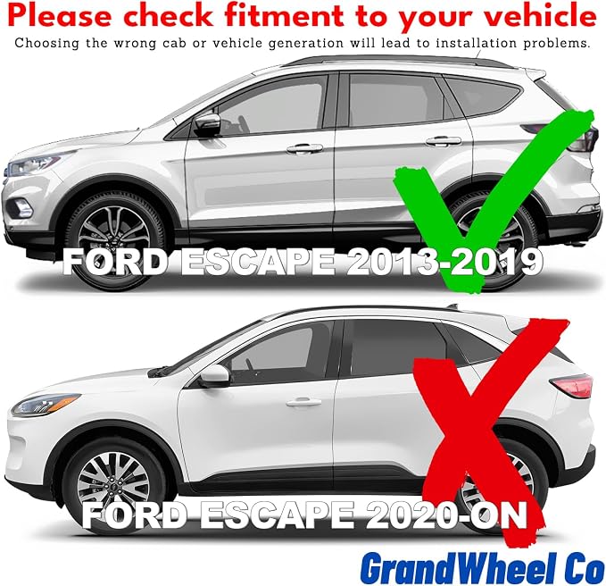 GrandWheel Window Deflectors Smoke Tinted in-Channel Side Window Vent Visor Deflectors Rain Guards Compatible with Ford Escape 2013-2019 - 4pcs - GW0951