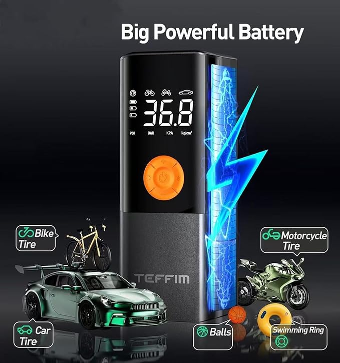 Tire Inflator Portable Air Compressor, Air Pump for Car with Pressure Gauge,Tire Inflator for Car Motorcycle Bike Pump