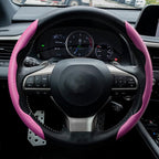2pcs Carbon Fiber Anti-Skid Steering Wheel Cover, Waterproof & Segmented Butterfly Design, Universal 99% Vehicle Wheel Cover Protector, Car Interior Accessories (Pink-2pcs)