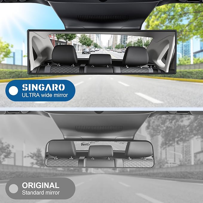 Interior Rearview Mirrors, 10 Inch Universal Panoramic Car Rear View Mirror Accessories, Wide Angle Reduce Blind Spot Effectively for Car, Jeep, Truck, Motorcycle, Tractor, ARB, ATV, SUV, RV