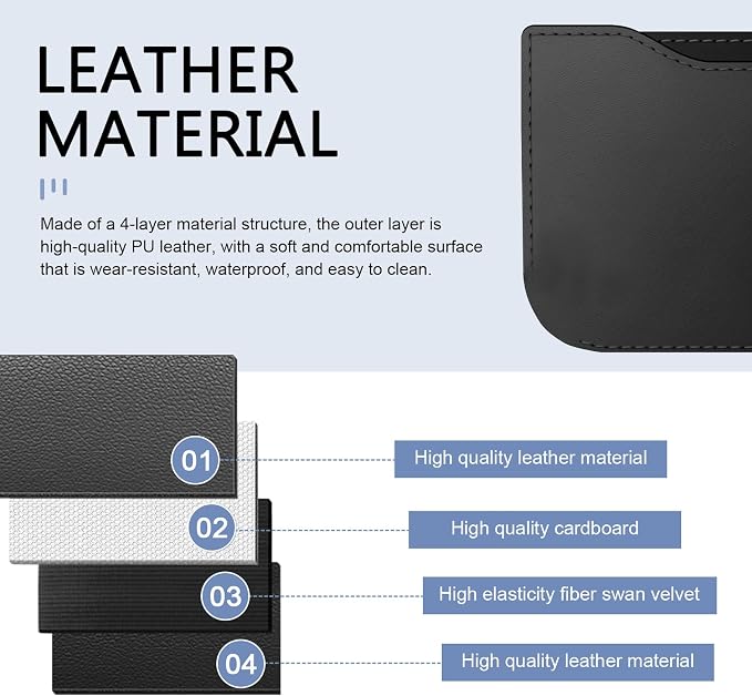Car Storage Pocket，Leather Car Side Pocket Organizer, Multifunctional Seat Gap Pouch, for Can Hold keys, Wallets, Cards, Mobile Phones, Sunglasses, Banknotes (Black)