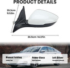 Left Driver Side Mirror Compatible with 2018-2022 Honda Accord Power Glass | Heated | with Blind Spot | with Turn Signal | Manual Folding Repalces HO1320330 (8Pins-Pearl White)