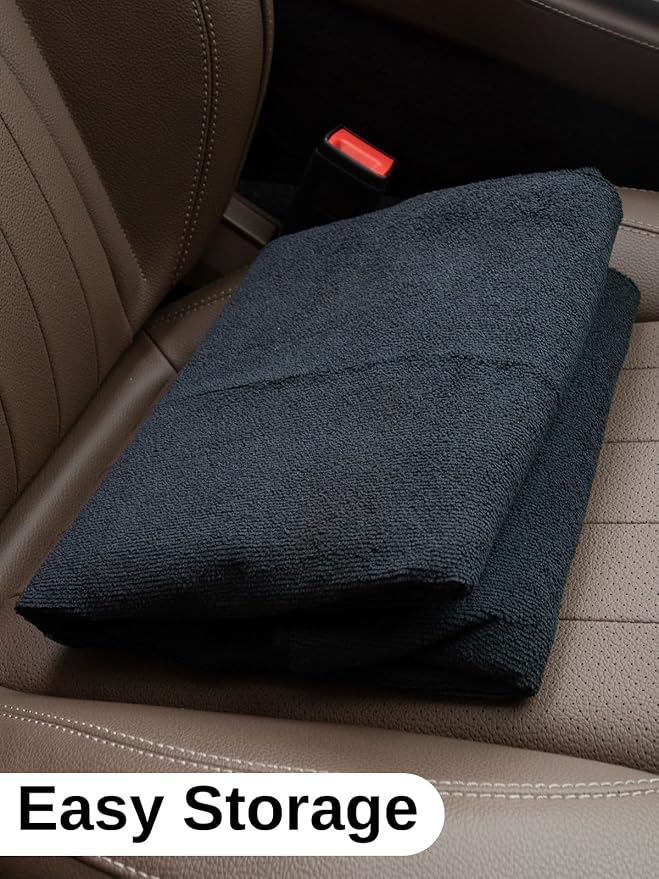 2PCS Terry Cloth seat Cover Universal Waterproof Car Sport Towel Seat Cushion Non-Slip Sweat-Absorbent Towel Cloth Suitable for Gym Workout, Universal Fit for Car SUV Van-Black
