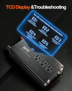 1000W Power Inverter for Vehicles, 12V DC to 110/120V AC Car Inverter with 3 AC Outlets, USB 24W/ PD 30W Fast Charger. (1000w-black)