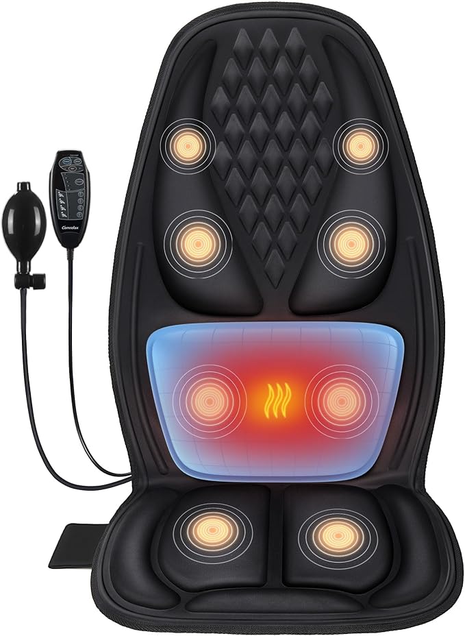 Back Massager with Heat with 8 Motors, Massage Chair Pad, Seat Massager with Back Traction for Full Body Massage, Massage Cushion for Home/Office/Father's Day