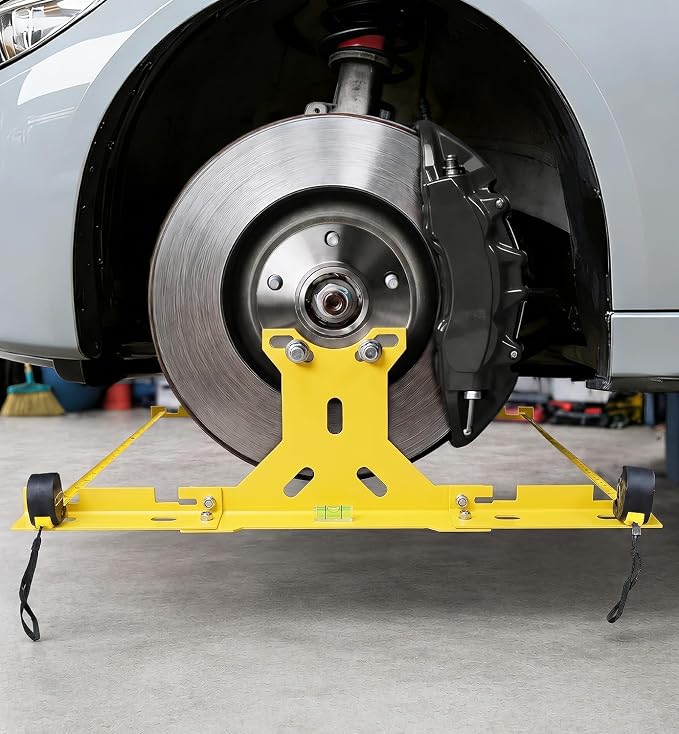 Wheel Toe Alignment Tool Kit for at Home DIY Garage Use, Stainless Steel Toe Plates with Dual Tape Measures, Quick Front-End Toe Check for Automotive Cars Trucks SUVs-Yellow (Patent Design)