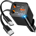 [Apple MFi Certified] Retractable Car Charger, 120W USB C Car Charger Dynamic Power Adapter 4 in 1 PD/QC Type C Fast Charging Cigarette Lighter for iPhone 17/17 Pro Max/16 Pro/15/Galaxy/Pixel