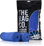 Dry Me A River, Professional Korean 70/30 Blend Microfiber Waffle-Weave Drying & Detailing Towels, Soft Suede Edges, 390 GSM, 20x40 Inches, Royal Blue, 2-Pack