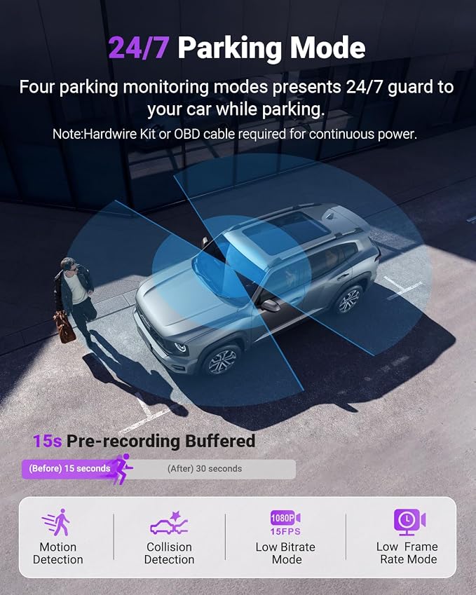 S1 Pro DMS AI Dash Cam Front and Inside, ADAS, DMS, 2.7K 2 Channel Dash Camera, STARVIS 2 Dashcam, HDR Night Vision, 5G WiF i& GPS, APP/Voice Control, 24/7 Parking Mode, 1TB Max