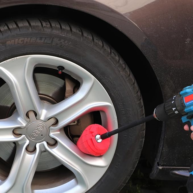 Metal Polishing Tool, Auto Cone Metal Polish Buffing Polishing Ball, Drill Buffing Sponge Pads Buffing Wheel for Drill Foam, Sponge Buffing for Automotive Car Wheel Hub Care