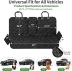 Dog Car Seat Cover for Back Seat, Waterproof 600D Oxford Pet Seat Protector for Cars SUVs Trucks, Heavy Duty Non-Slip Rear Bench Cover, Machine Washable Scratchproof - Black