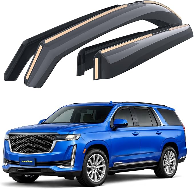 Goodyear Shatterproof in-Channel Window Deflectors for Cadillac Escalade 2021-2026, Rain Guards, Window Visors for Cars, Vent Deflector, Car Accessories, 4 pcs - GY008068