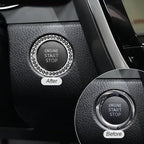 Bling Car Engine Start Ring Decals, 2PCS Crystal Rhinestone Vehicle Push Start Button Cover Sticker, Key Ignition Knob Ring, Sparkling Automotive Interior Accessories (Black)
