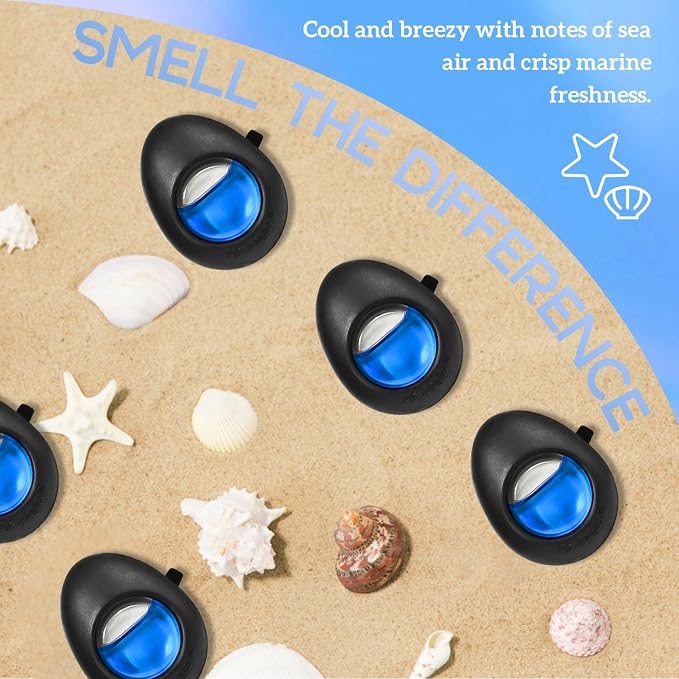 Car Air Freshener Vent Clip 3 Count, Ocean Scent | Long-Lasting Car Odor Eliminator, Easy Clip-On, Up to 90 Days Freshness for Cars, Trucks, and SUVs, 4 mL Each