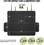 Dog Car Seat Cover for Back Seat, Waterproof 600D Oxford Protector for Travel and Daily Use, Non Slip Scratch Resistant Bench Cover, Easy to Clean, Fits Compact Cars/SUVs, 52 Inch