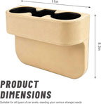 Car Seat Gap Filler Organizer, PU Leather Auto Front Seat Organizer Console Side Filler w/Cup Holder, Multifunctional Bottle Phone Holder Crevice Fillers for Most Car (Beige)