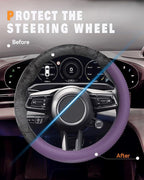 Car Steering Wheel Cover, Thin Anti-Skid Silicone Steering Wheel Cover for Men & Women, Universal Automotive Interior Accessories for Most Cars (Purple)