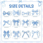 12Pcs Blue Coquette Bow Air Freshener Hanging, Light Blue Aesthetic Diffuser Ornaments Refresh Air Fragrant Pendant, Car Interior with Essential Oils Gift Set Long-Lasting for Car Accessories