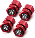Tire Valve Stem Caps for Acura Metal Car Wheel Air caps Auto Valve Stem Caps Accessories 4 Pcs (red)